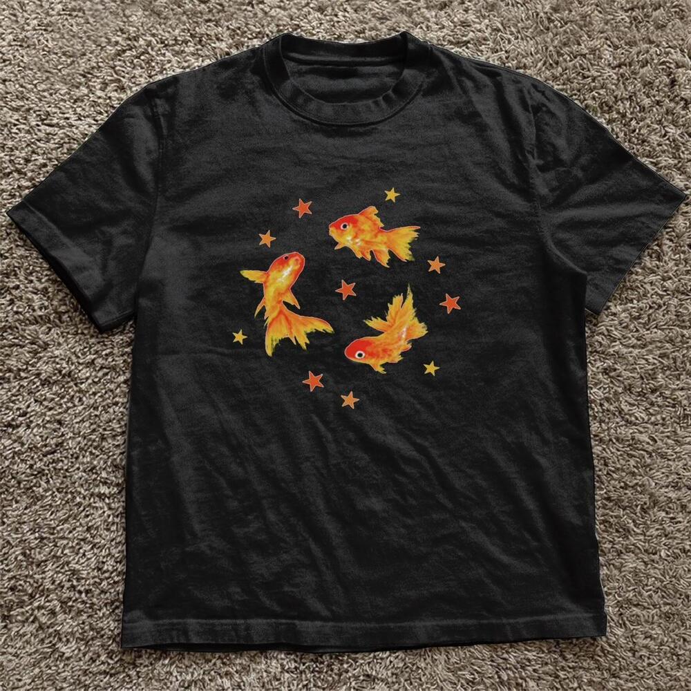 Black Goldfish Tee With Orange Accents